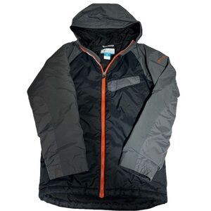 Columbia Boy Medium 10-12 Black Grey Orange Winter Lined Jacket Insulated Coat